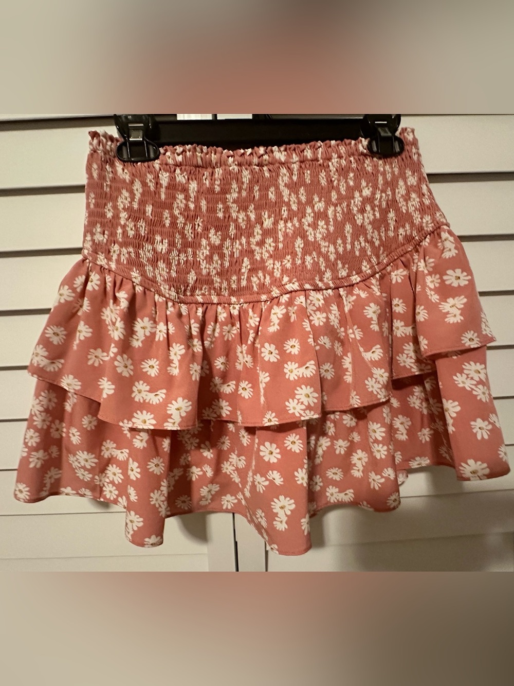 Pink Daisy Smocked Ruffle Skort